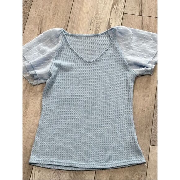 SHEIN pink and blue waffle blouse bundle size S - Picture 4 of 12